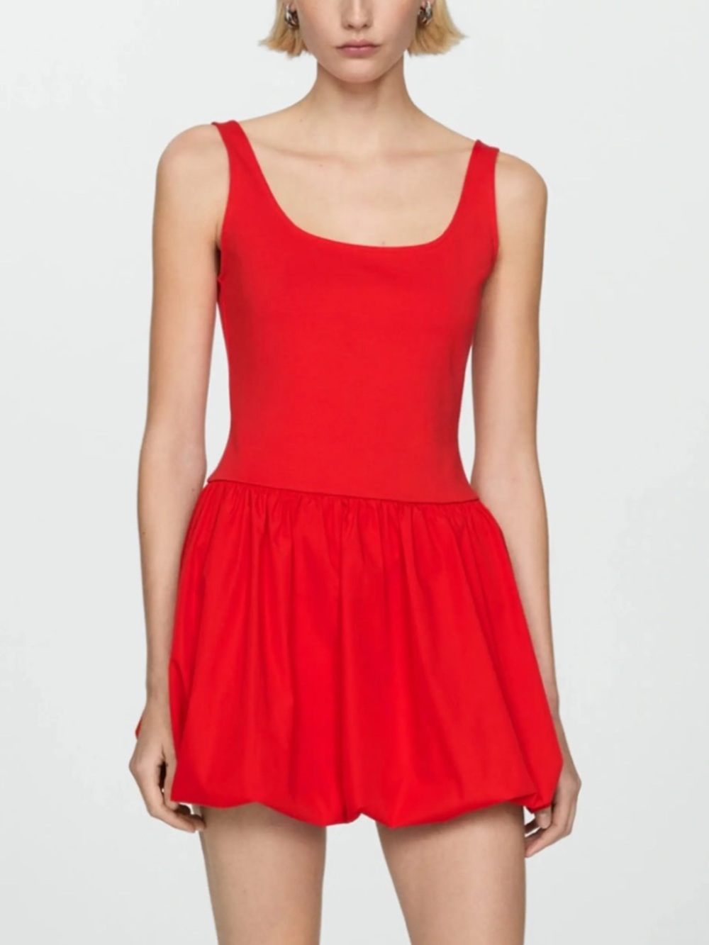 Mango Red Bubble Hem Mini Dress Size S